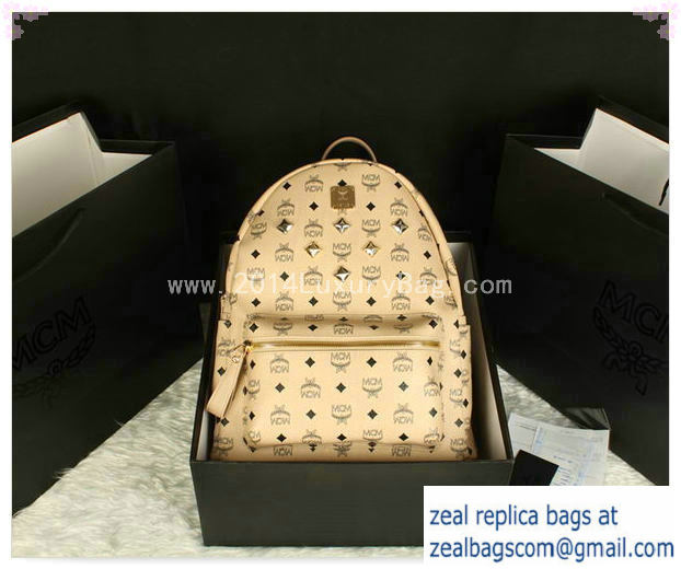 High Quality Replica MCM Stark Backpack Jumbo in Calf Leather 8006 Apricot - Click Image to Close